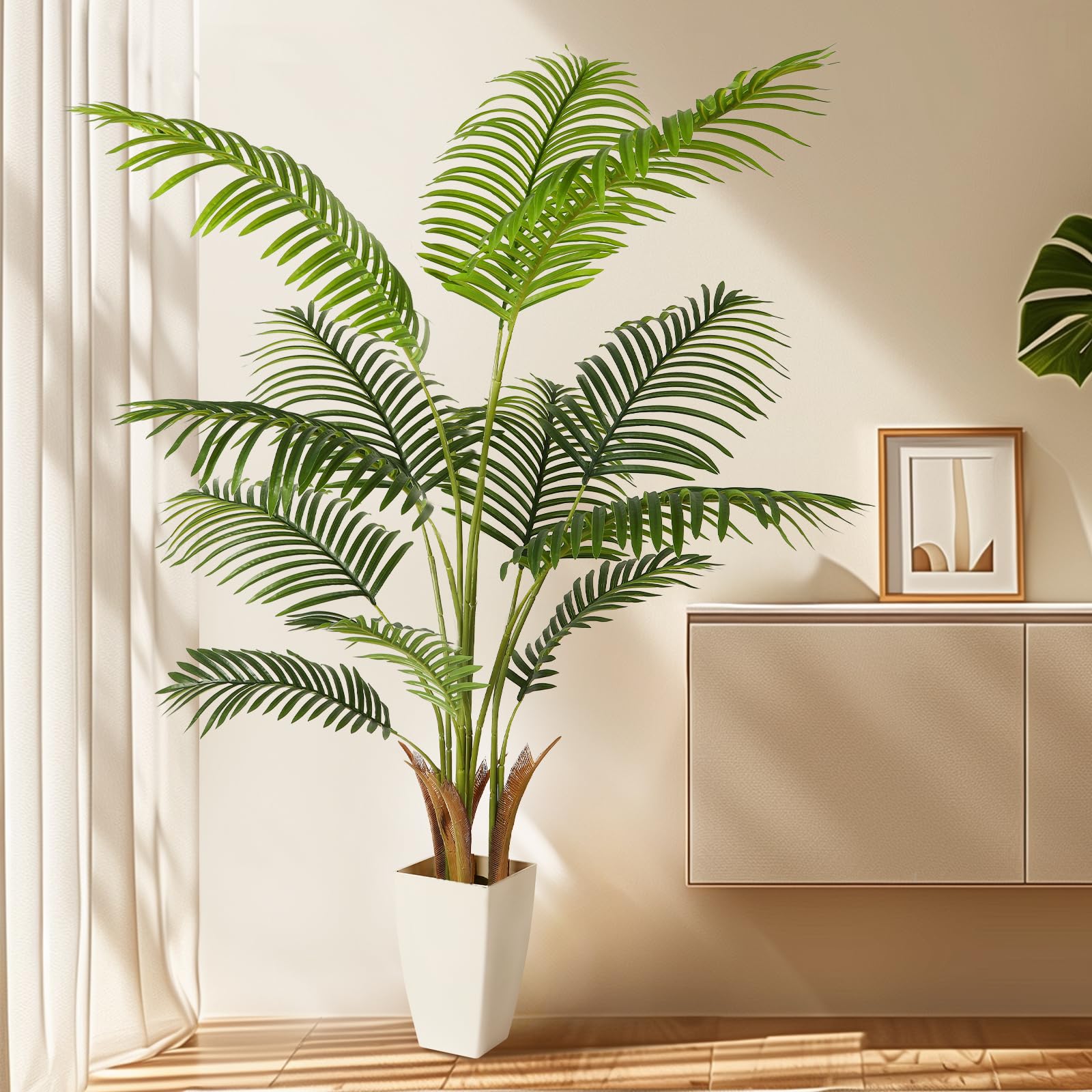5ft Artificial Palm Tree with White Planter - SHareconn