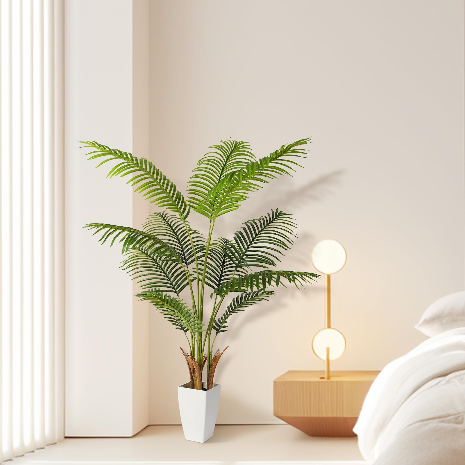 5ft Artificial Palm Tree with White Planter - SHareconn