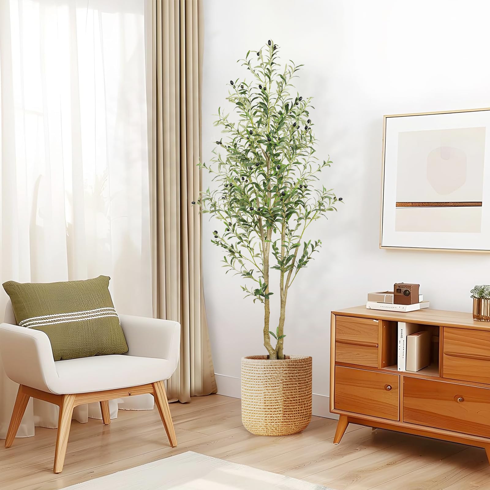 6ft Artificial Olive Tree Lifelike Faux Silk Plant - SHareconn