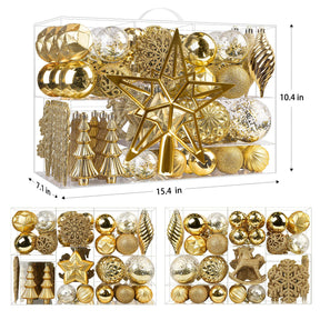 Set of 100 gold Christmas ball ornaments by SHareconn, decorative holiday tree decorations for festive winter decor.