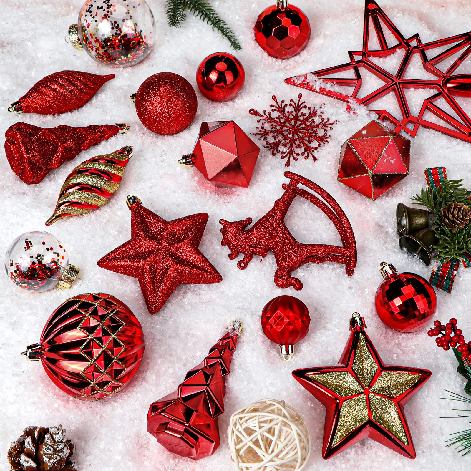 100pcs Red Christmas Tree Decorations Ornaments Set - SHareconn