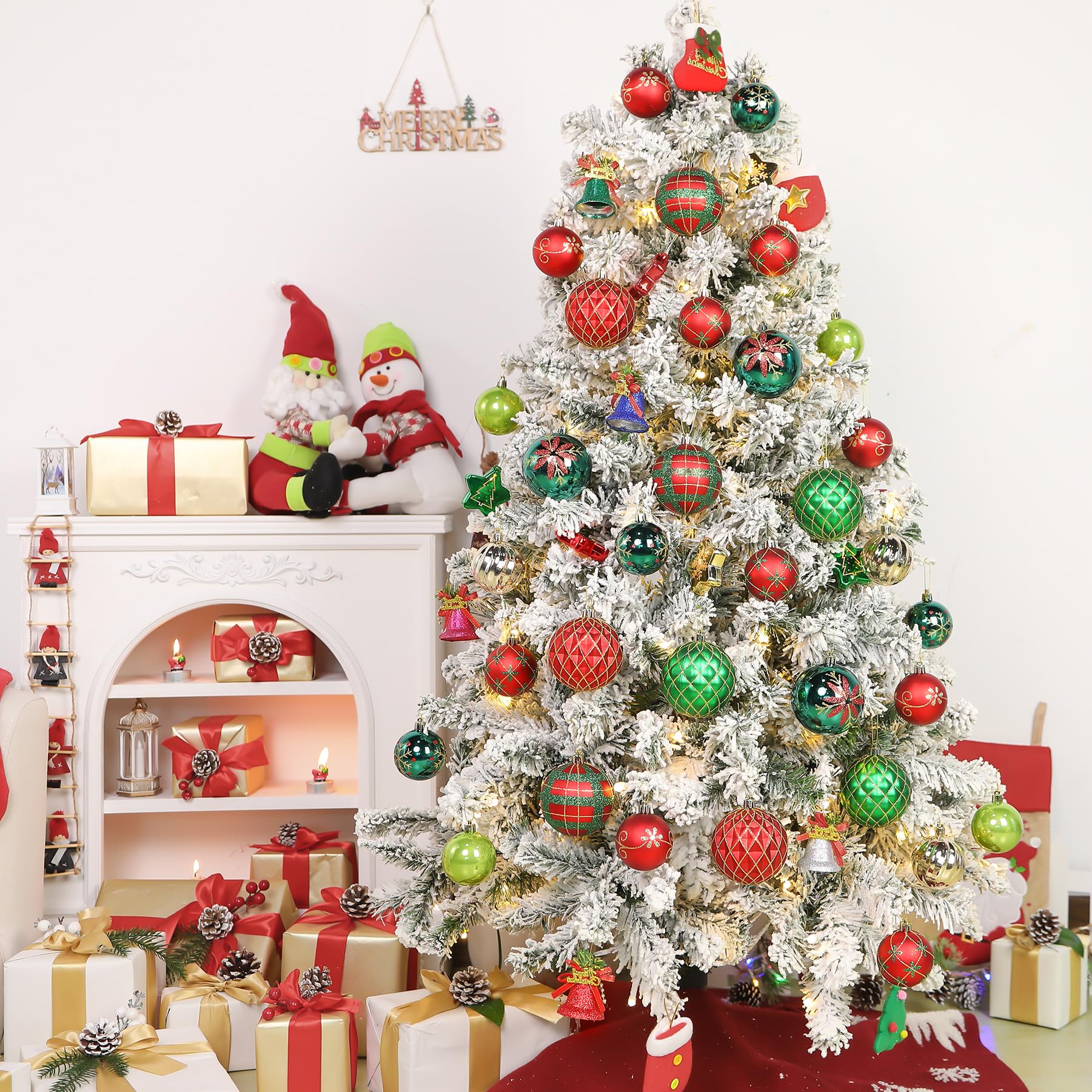 12ct 3.15 Inch Red & Green Christmas Tree Balls Ornaments - SHareconn