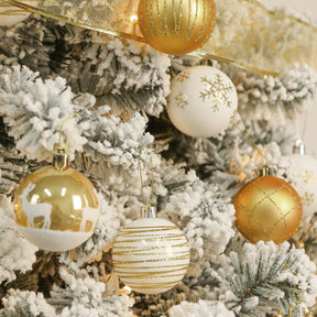 30ct 2.36 Inch Gold & White Christmas Tree Balls Ornaments - SHareconn