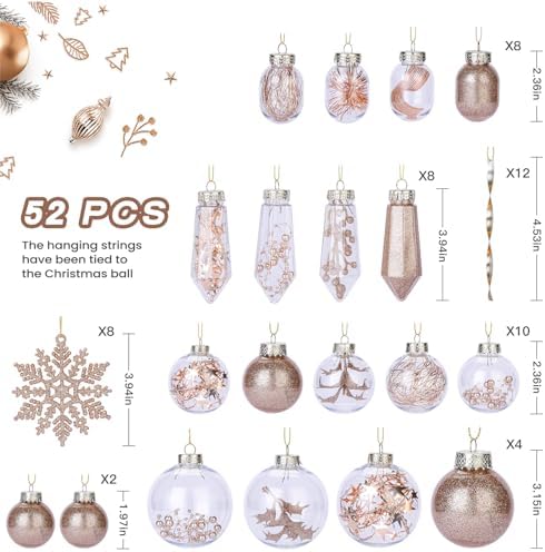52pcs Champagne Christmas Balls Ornaments Set - SHareconn