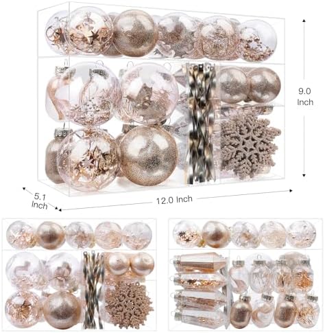 52pcs Champagne Christmas Balls Ornaments Set - SHareconn