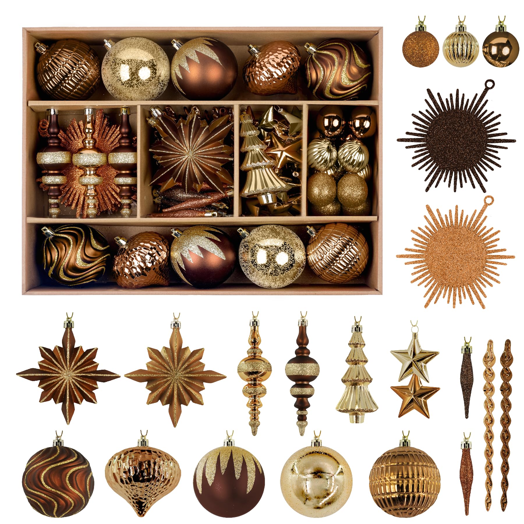 80ct Bronze-Gold Christmas Ball Ornament Set - SHareconn