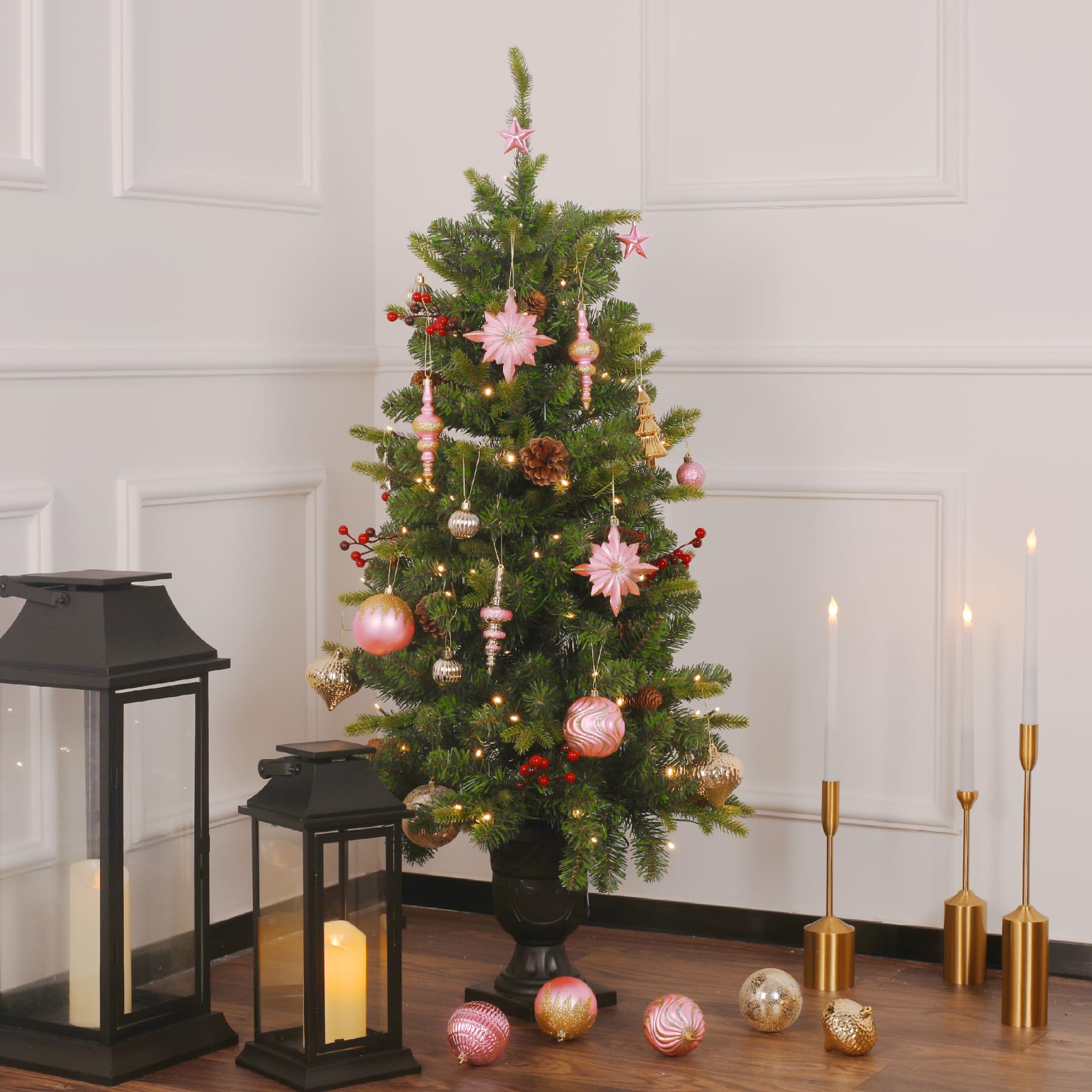 80ct Pink and Gold Christmas Ball Ornament Set - SHareconn