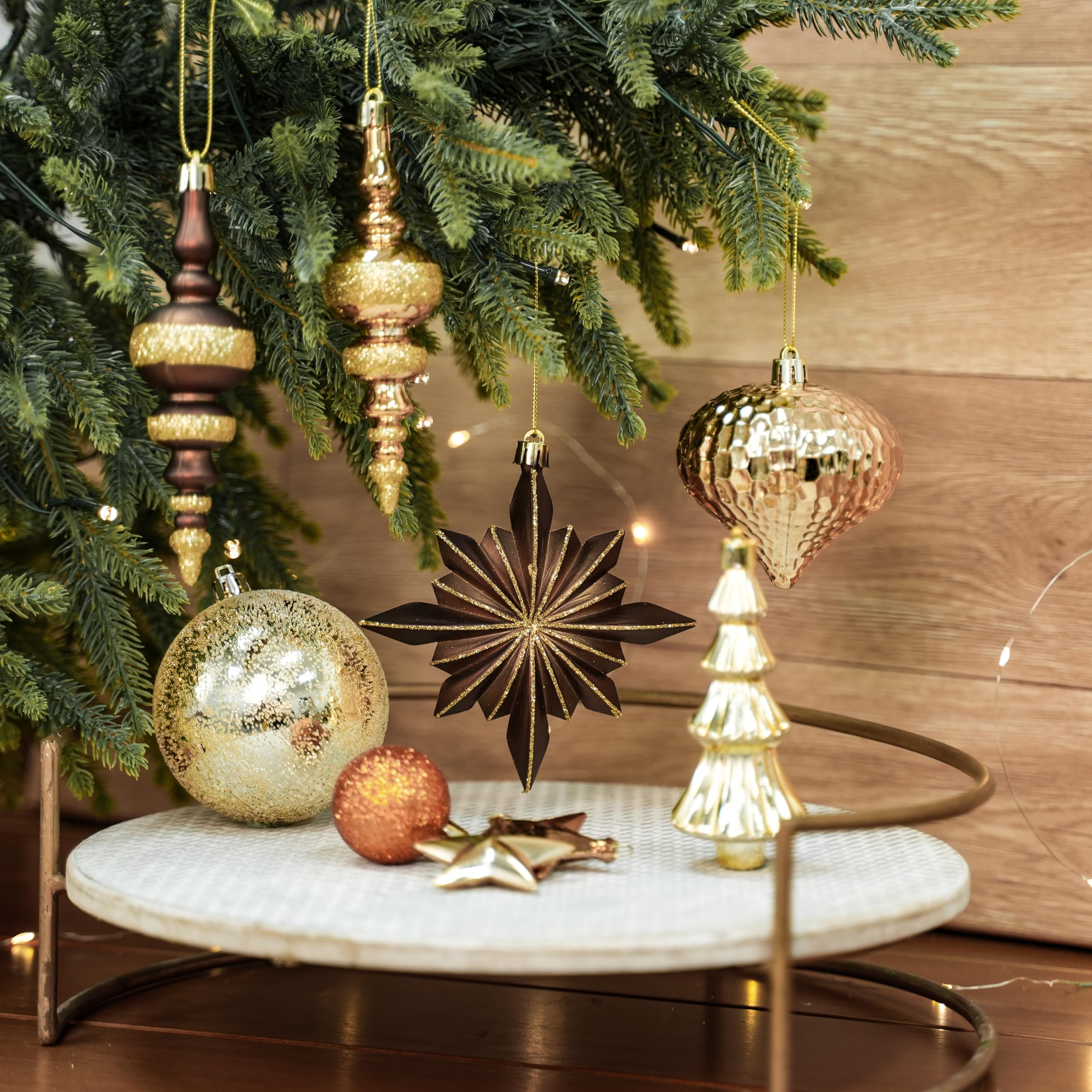 80pcs Bronze Copper Gold Christmas Balls Ornaments Set with Lanyards - SHareconn