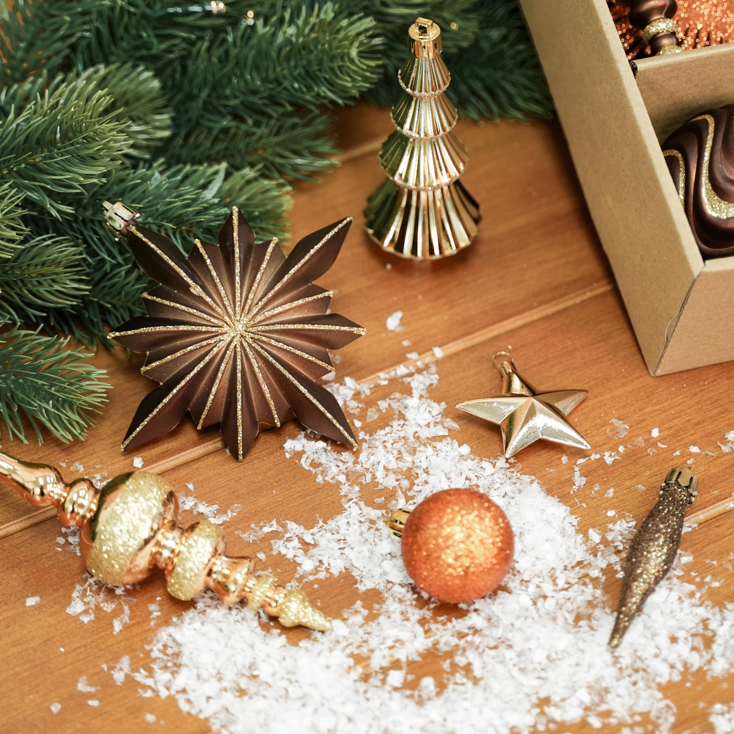 80pcs Bronze Copper Gold Christmas Balls Ornaments Set with Lanyards - SHareconn