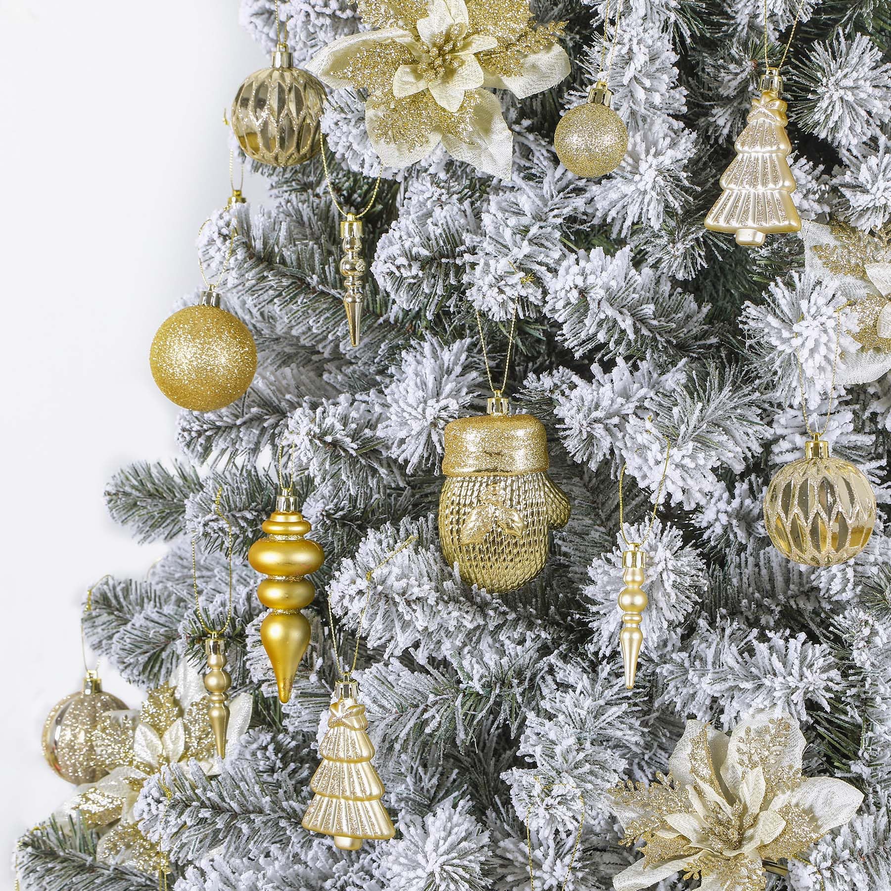80pcs Gold Christmas Balls Ornaments Set with Lanyards - SHareconn