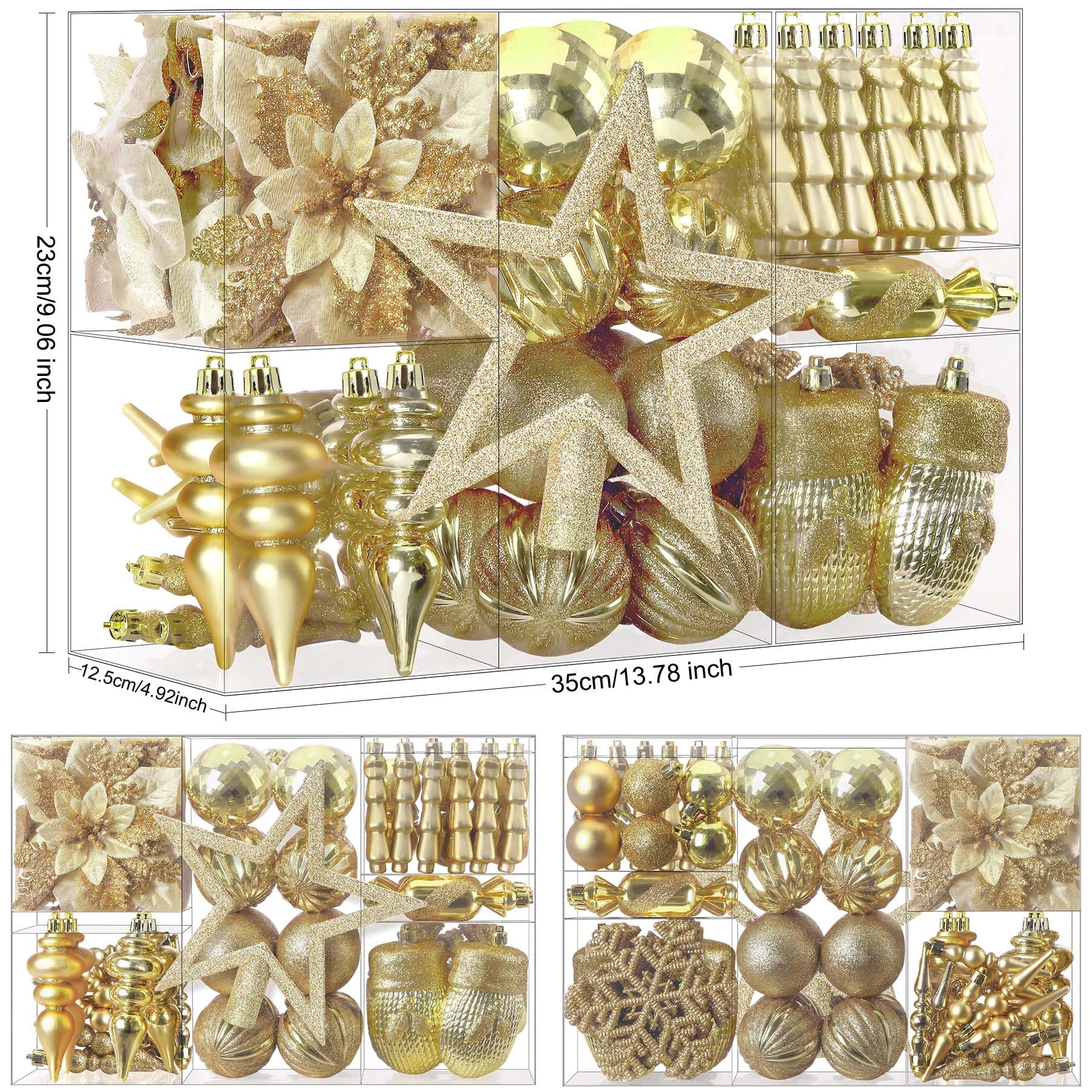 80pcs Gold Christmas Balls Ornaments Set with Lanyards - SHareconn