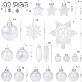 86pcs Shatterproof Plastic Clear Christmas Balls Ornaments Set - SHareconn