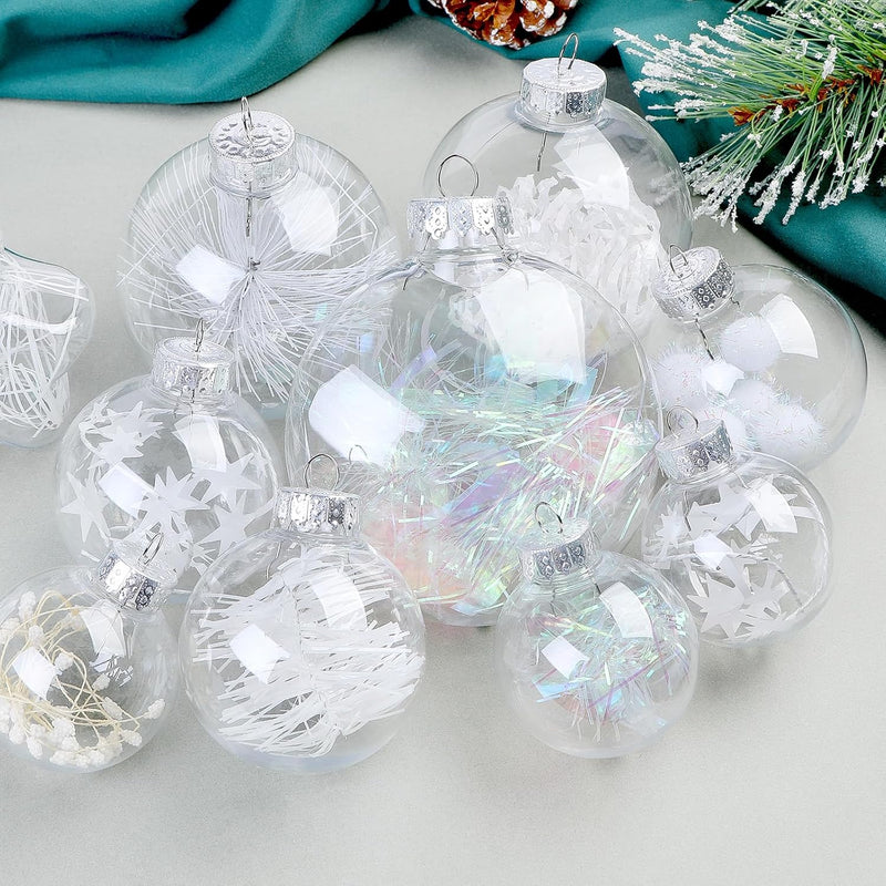 Set of 86 clear shatterproof plastic Christmas ball ornaments by SHareconn for holiday decoration.