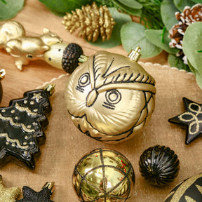 96pcs Black & Gold Forest Theme and Animal Designs Christmas Tree Ornaments Set - SHareconn