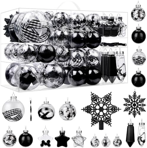 SHareconn 86PCS Black Christmas Tree Decoration Ball Set - SHareconn