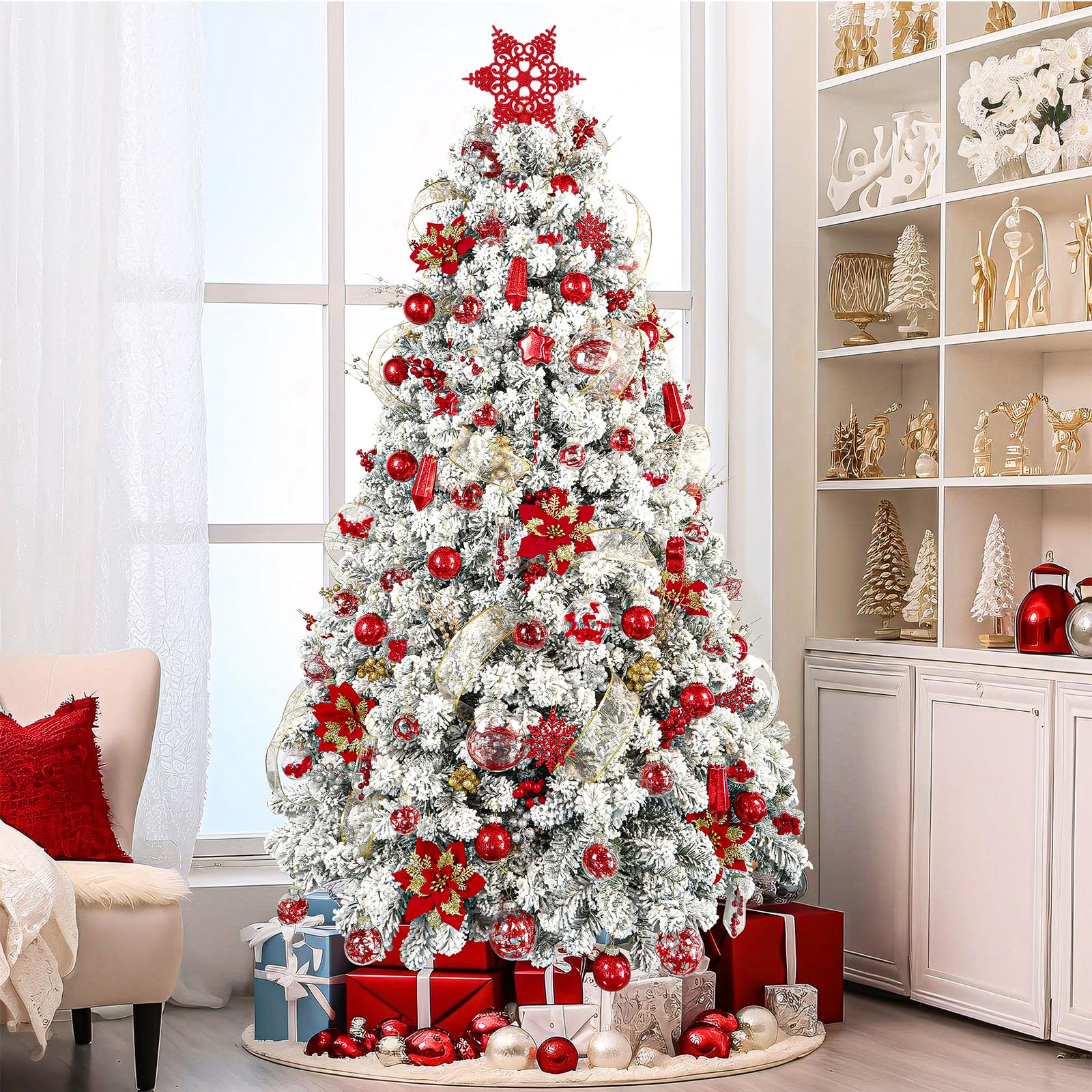 SHareconn 86PCS Red Christmas Ball Decoration Set - SHareconn