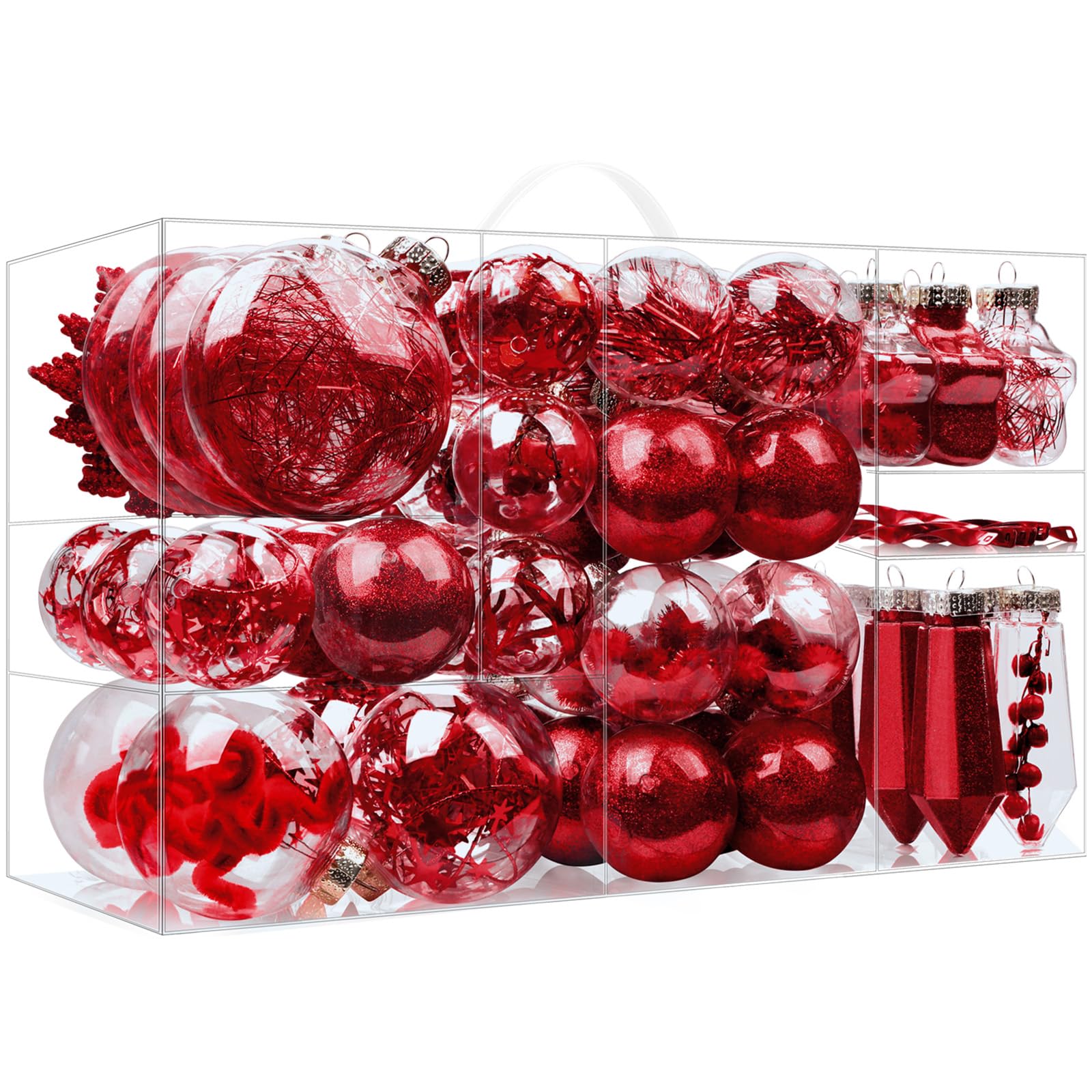 SHareconn 86PCS Red Christmas Ball Decoration Set - SHareconn