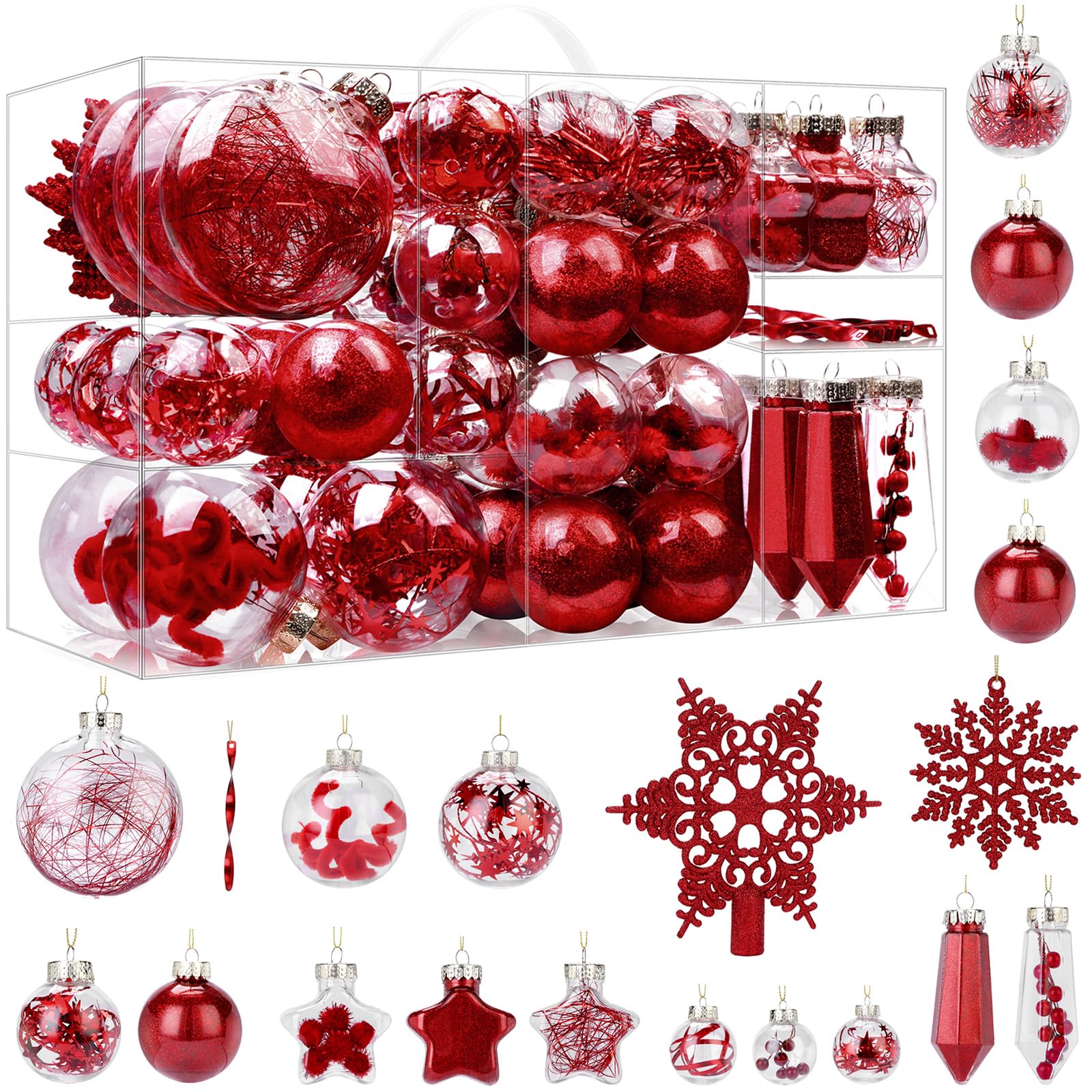 SHareconn 86PCS Red Christmas Ball Decoration Set - SHareconn