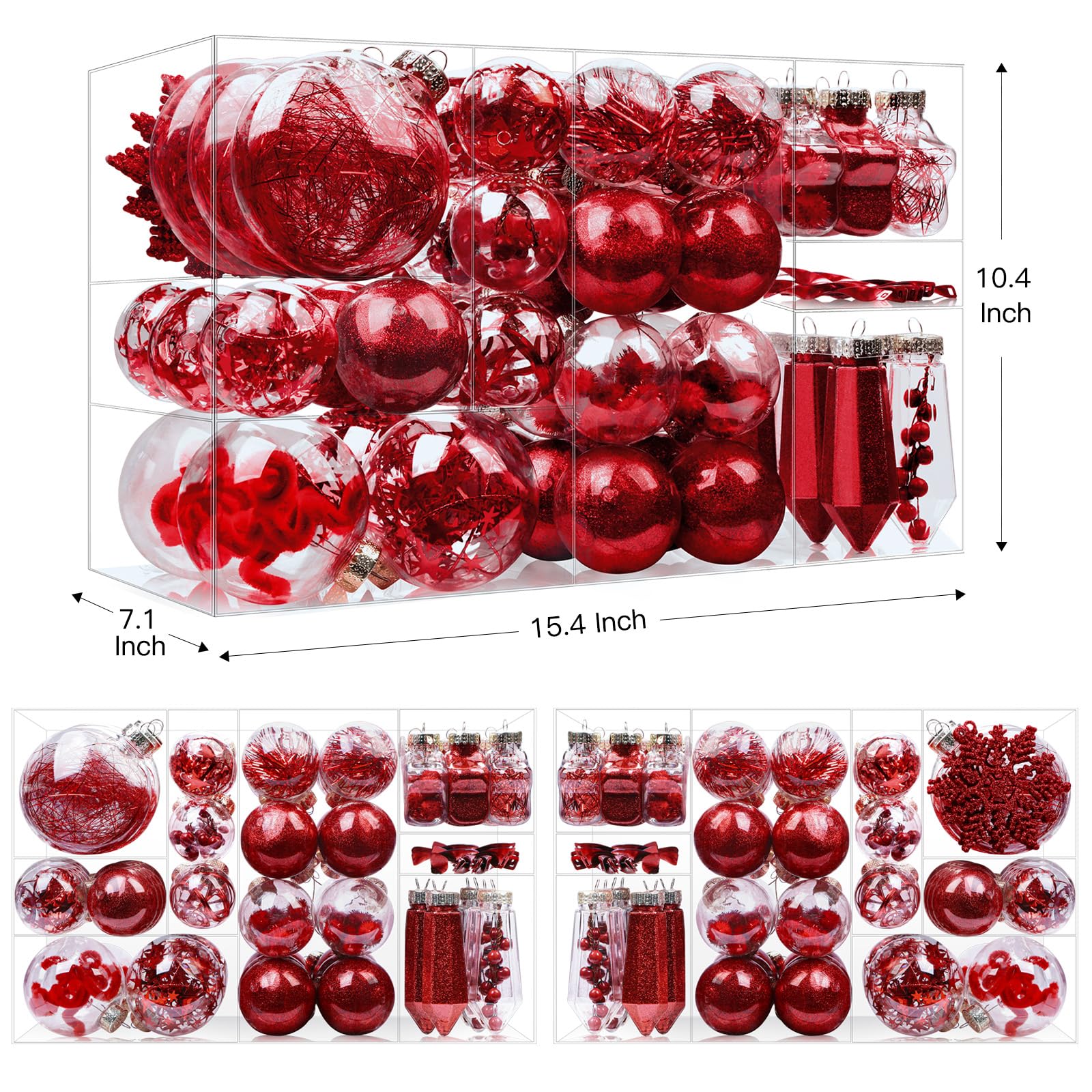 SHareconn 86PCS Red Christmas Ball Decoration Set - SHareconn