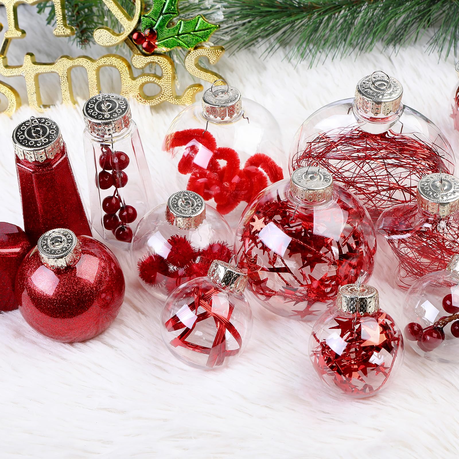 SHareconn 86PCS Red Christmas Ball Decoration Set - SHareconn