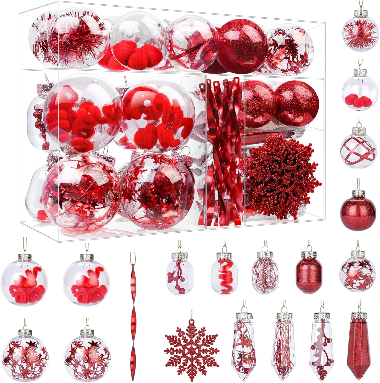 52pcs Clear Christmas Balls Ornaments Set - SHareconn