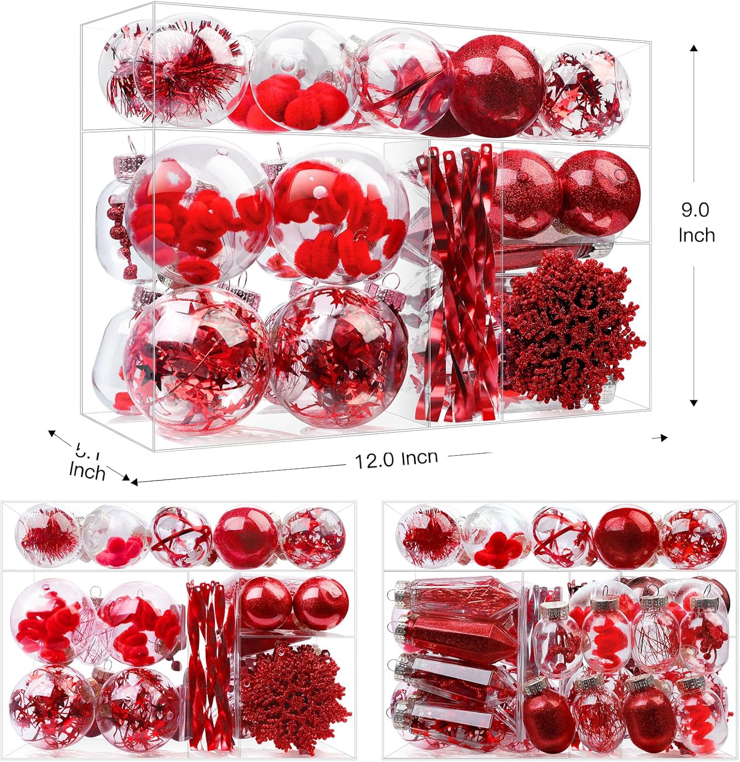 52pcs Clear Christmas Balls Ornaments Set - SHareconn