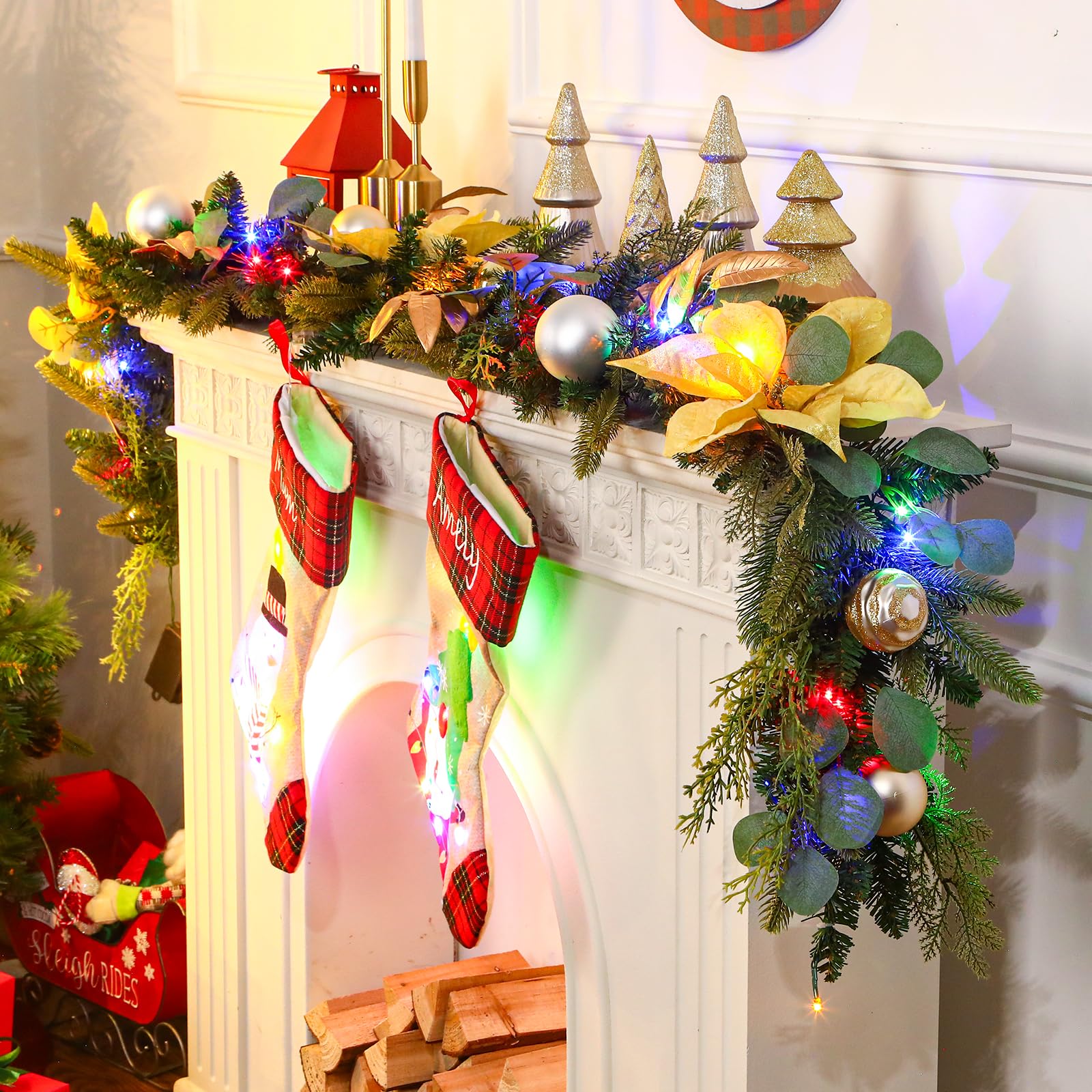 6ft Battery Operated Multi-Colored Lights Artificial Christmas Garland - SHareconn