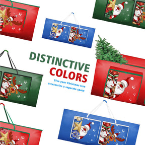 Funny Cute Santa Claus and Reindeer Print Christmas Tree Storage Bag Fits Maximum to 7.5 FT/9 FT-Red/Green/Blue - SHareconn